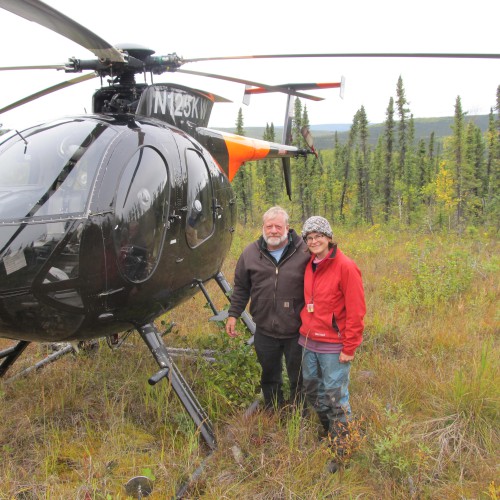 Denise Herzog with Heli Pilot